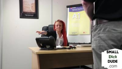 Redhead femdom humiliates tiny dick guy at interview - txxx.com - Britain