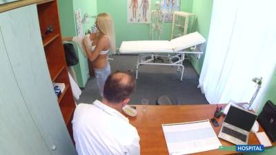 Busty Blonde - Horny busty blonde receives a creampie from the doctor - porntry.com