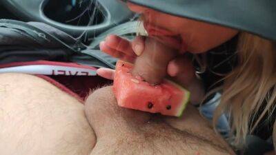 Depraved Milf Gives A Wonderful Watermelon Blowjob - hclips.com