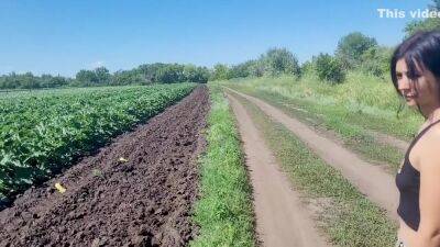 A Slender Brunette Saw A Field In Which Large Zucchini Grow She Was Not At A Loss And Plucked A Few Pieces - upornia.com - Russia