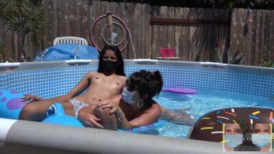 Pool Party Topless With Summer 2020 Covid Couple With Roxy Summers - hclips.com