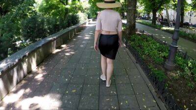 Public Flashing No Bra Boobs On Sidewalk And Piss Standing In A Skirt - Super Hot Braless - upornia