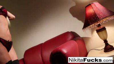 Nikita Von-James - Nikita Von James flaunts her massive knockers in red lingerie solo - sexu.com