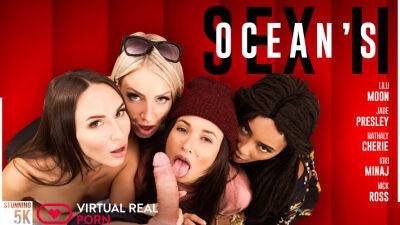 Nathaly Cherie - Kiki Minaj - Jade Presley - Lilu Moon - Nick Ross - Ocean's Sex II - txxx.com - Britain - Czech Republic