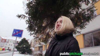 Miriama Kunkelova, a blonde Euro babe, deepthroats and rides POV car in public - sexu.com