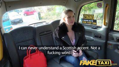 Scottish hottie with huge tits takes a rough pounding in the fake taxi - sexu.com - Britain - Scotland