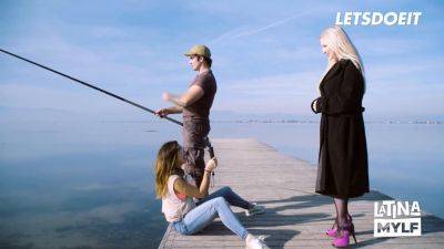 Georgie Lyall - Frida Sante - Georgie Lyall and Frida Sante get wild with a hung Fisherman in the great outdoors - sexu.com