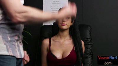 CFNM office voyeur babe seduces man who jerks till cumshot - txxx.com - Britain