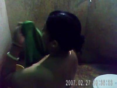 Mature Indian Bengali Bath captured in bathroom by nephew - voyeurhit.com - India