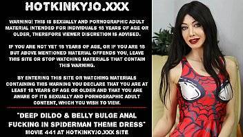 Deep dildo and belly bulge anal fucking in spiderman theme dress Hotkinkyjo - xvideos.com
