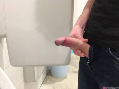 Dutch boy playing with his cock in the men's room until he almost get caught - youporn.com - Netherlands