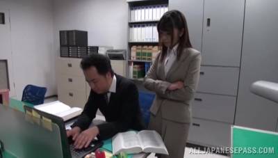 Japanese office babe sure needs a time out from all that stress - xbabe.com - Japan