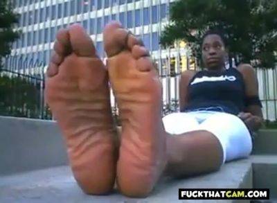 West Indies Negress shows her Big Black Feet and Soles - xhand.com